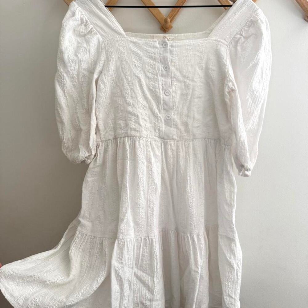 Sunland 17 white cotton tiered midi dress cottage core small